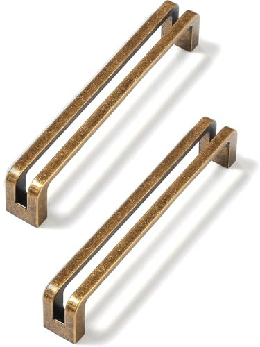 SYZOW 6 Pieza Manijas de armarios de cocina de latón antiguo, manijas de muebles de cocina de latón antiguo 128 mm, manijas de cajones de muebles