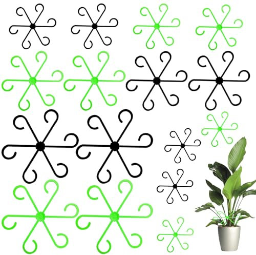 LXBCTOP 16 PCS Plant Supports for Indoor Plants, 4 Sizes Climbing Plant Support, Reusable Plant Sticks Support, Plastic Plant Support Sticks for Climbing Houseplant Thriving Growth(Green Black)