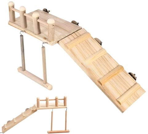 Parco Giochi per Uccelli,Posatoio per Pappagallini - Ramo Addestramento Per Cocorite Con Scaletta In Legno Per Calopsite e Inseparabili