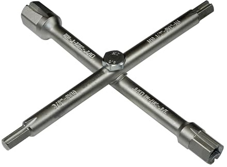 SN-TEC Promat Universal Sanitär Kreuzschlüssel, SW10xSW12xSW17xSW22 mm, Außensechskant 3/8, 1/2, 3/4, 1 Zoll, Innengewinde M6, M8, M10,M12 (Mittig), Innenvierkant 1/2 und 3/4
