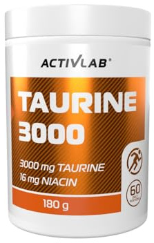 Activlab Taurin Pulver 3000 mg hochdosiert mit Niacin, 180 g TAURINE 3000 | Vitamin B3, 16 mg Niacin pro Portion, geschmacksneutral, mit Dosierlöffel, zum Mischen mit Wasser, für Erwachsene