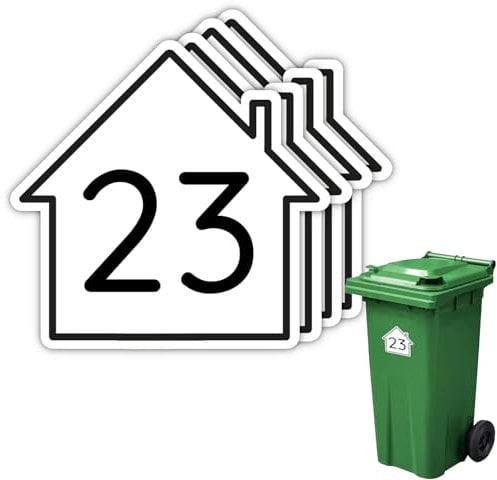 4x Wheelie Bin Number Stickers House Design Dustbin Self Adhesive Address Trash Garbage Can Custom Personalised Labels