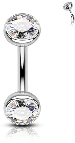 CM Crareesi Mania G23 Titan Rook Piercing Schmuck 16G Augenbrauenpiercing Klarer CZ Vertical Labret Piercing Helix Knorpel Curved Barbell Innengewinde Lippenpiercing Schmuck für Frauen Männer 6 8 mm