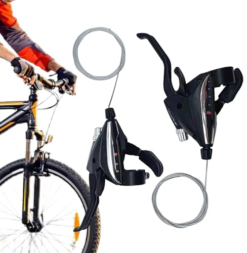 Fahrrad-Schalthebel – 3 x 9-Gang-Daumenhebel mit Kabel, Geländehandhabung, 1 Paar Fahrrad-Hebel, Schalthebel für Straße, zusammenklappbar, Trail-Reiten, Fitness, Training, Urban Outdoor, Alltag