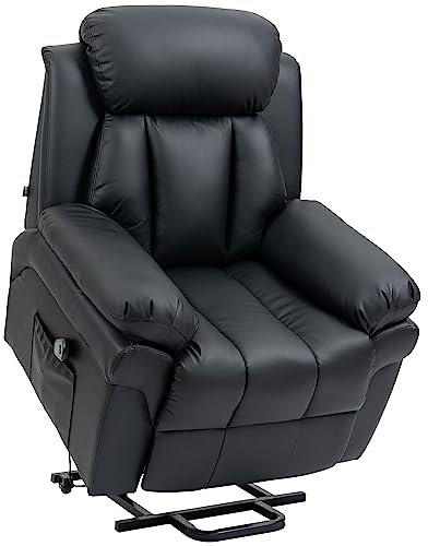 HOMCOM Fauteuil releveur électrique, Fauteuil Relax électrique avec Repose-Pied Ajustable, Dossier inclinable, télécommande, Poche latérale, pour Personnes âgées, Noir