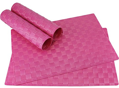 matches21 Tischset Platzset MODERN Platzmatten 4er Set geflochten Kunststoff 45x30 cm Pink/abwaschbar