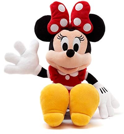 Disney Store Kleines Kuscheltier Minnie Maus, 33 cm / 12”, Kultfigur roten Pünktchenkleid mit Schleife und Stickereien, für alle Altersstufen geeignet