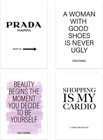 PICSonPAPER Poster 4er-Set Beauty & Fashion, ungerahmt 30 cm x 40 cm, Marfa, Coco, Poster, Dekoration, Wandbild, Geschenk, Fashion, Mode (Ungerahmt 30 cm x 40 cm)