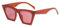 FEISEDY Cat Eye Sonnenbrille Damen Groß Vintage Katzenaugen Mode Brille Square Cateye mit UV400 Schutz B2473, Roter Rahmen & Rote Linse