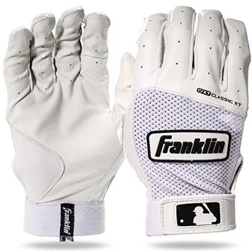Franklin Sports Classic XT Baseball Batting Gloves Pair - White/White - Youth Medium