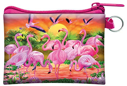 Porte-Monnaie 3D LiveLife - Flamants Rose de Deluxebase. Porte-Monnaie et Carte Lenticulaire 3D Oiseau avec Fermeture éclair sécurisée avec Illustrations sous Licence Artiste renommé Michael Searle