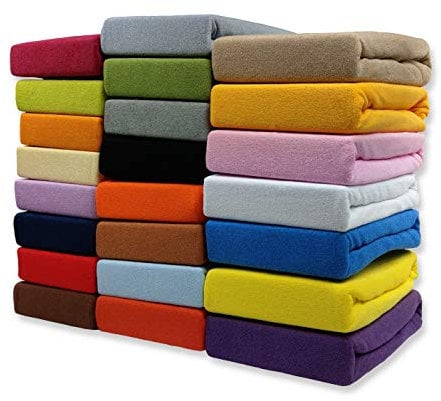 FROTTEE Spannbettlaken Spannbetttuch Bettlaken mit Gummizug in vielen Größen und Farben (Beige, 200 x 200 cm)