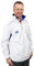 Henselite Mens Lawn Bowling Quarter Zip Fleece Jacket-Color White with Blue Trims Size L