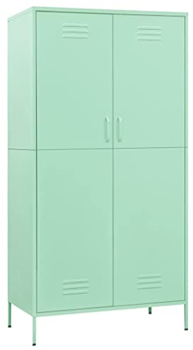 vidaXL Kleiderschrank Garderobenschrank Dielenschrank Schlafzimmerschrank Stahlschrank Lagerschrank Mehrzweckschrank Schrank Minzgrün 90x50x180cm Stahl
