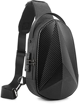 FANDARE Diebstahlschutz Brusttasche Sling Daypacks mit USB-Ladeanschluss Schultertasche Crossbody Bag Umhängetasche Sporttasche Wasserdicht Daypacks für Herren Damen Reisen Wandern Hiking Schwarz A