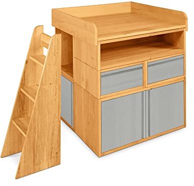 BioKinder 27669 Spar-Set Laura Kommode Wickeltisch Wickelkommode mit Leiter Typ 1 aus Massivholz Erle