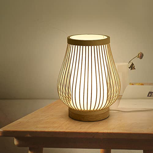 Lampe de table chambre lampe de chevet domestique abat-jour tissé en bambou
