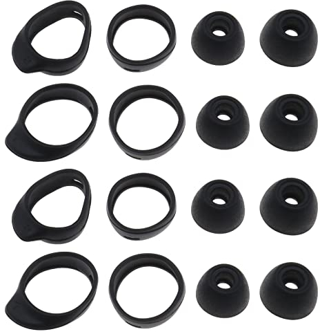 EMSea 4 Pairs Silicone Anti-Slip Eartips Compatible with Samsung Galaxy Buds 2019 & 4 Pairs Earhooks Compatible with Samsung Galaxy Buds+ R175/R170 Black