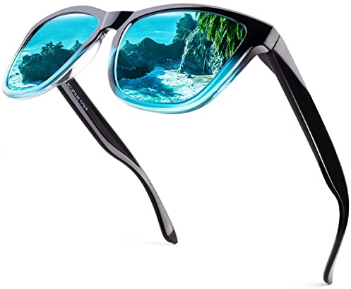 LINVO Sonnenbrille Herren Damen Polarisiert UV400 Klassisch Retro Eckig Sonnenbrille Verspiegelt für Fahren Angeln CAT 3 CE