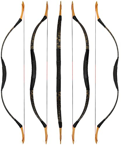 wolfman Traditionelles Bogen Recurvebogen Langbogen Sportbogen Bogenschießen Jagdbogen handgefertigter Holzbogen asiatischer mongolischer Bogen für Erwachsene Teenager Linke rechte Hand(K, 16Lbs)