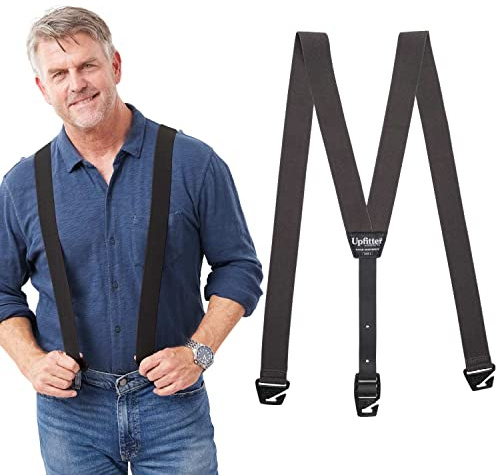 HIKERS - Upfitter Hidden Suspenders for Men Under Clothes - 3 Point Belt Loop Black 49in - XL