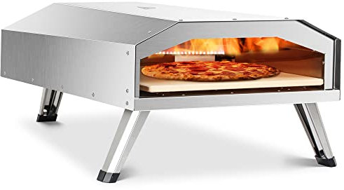 BIG HORN Forno per pizza a gas, portatile, in acciaio inox, da 30,5 cm, per pizza al forno, con pietra