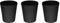 OSCO Black Faux Leather Waste Bin | 3 Pack | Round | Height - 29 cm | Diameter - 26 cm | Circular Trash Can | Waste Paper Basket | Recycling Container | Office | Home | Bathroom