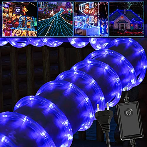 Cecaylie LED Lichterschlauch Aussen 10m 240LEDs Lichtschlauch 8 Leuchtmode mit Timer Wasserdicht Lichterkette Strombetrieben für Innen Party Weihnachten Halloween Hochzeit, Blau