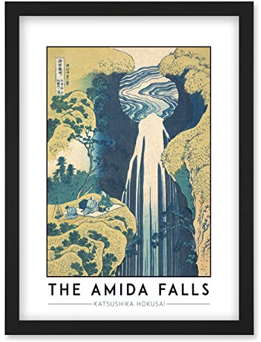 Wee Blue Coo Katsushika Hokusai The Amida Falls Painting Artwork Framed Wall Art Print A4