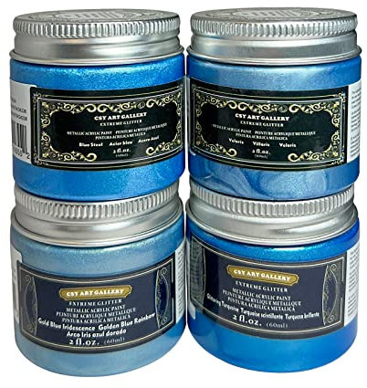 CSY art gallery Metallic Acrylic Paint -Blue Planet High Brightness Glitter Pigment-Art Craft for Artists & Painters, Canvas Halloween Pumpkin Ceramic Rock Painting (Cosmic Planet)