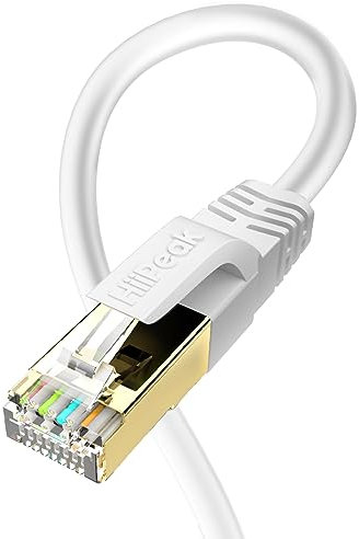 HiiPeak Cat 8 Ethernet Cable 5m, Cat8 Internet Cable High-Speed Professional LAN Patch 40Gbps 2000Mhz Network Cables with RJ45 Gold-Plated Connector, Compatible with Cat5/Cat6/Cat7, White (5m).