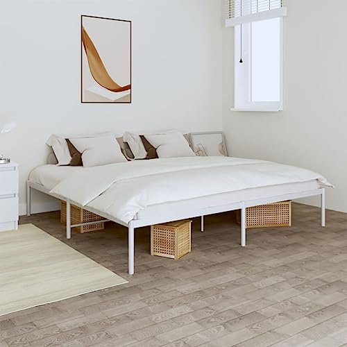 Annlera Bettgestell 219x187x31cm Weiß Stahl Doppelbett Schrankbett Boxspringbett Vielseitige Tagesbett Aus Metal Schlafzimmerbett Jugendbett Futonbett Hochbett Sofa Im Wohnzimmer