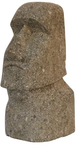 STONE art & more Moai, Osterinsel-Kopf, 30 cm, Steinmetzarbeit, Lava-Stein, Steinfigur, Garten-Deko, frostfest