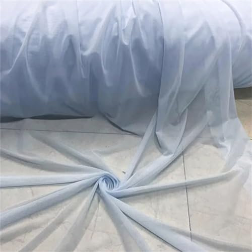 Hohe Elastizität Stoff Nylon Spandex 4 Wege Stretch Spitze Mesh Kleidung zum Nähen Weich Drapiert Meterware 29 Hellblau 1mX1.5m