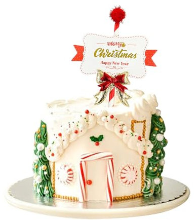 Blumomon 3Pcs Merry Christmas Cake Topper Red Glitter Xmas Cake Pick Decorations for Xmas Party New Year Ceremony Cake Decor Party Supplies