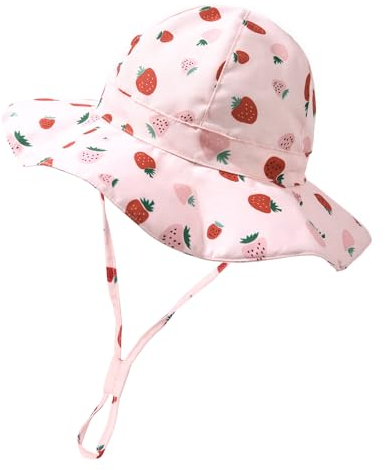 FURTALK Baby Kleinkind Kinder Sonnenhut UV-Schutz Baumwolle Fischerhut Mädchen Jungen Verstellbarer Faltbare Sommer Strand Bucket Hat mit niedlichem Muster