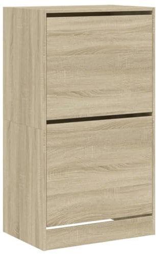 vidaXL Schuhschrank, Schuhkipper mit 2 Klappen, Schuhregal Schuhablage Platzsparend für Eingangsbereich, Schuhkommode Schuhaufbewahrung, Sonoma-Eiche