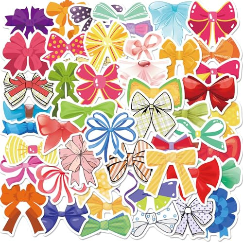 Mistree 50 Kawaii Sticker Bogenknoten, Selbstklebende Aufkleber Motive Bogenknoten Wasserfest für Brotdose, Laptop, 4-5 CM