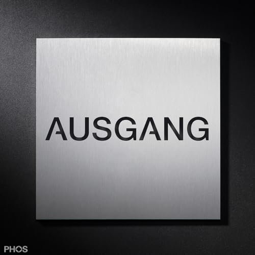 Schild AUSGANG Edelstahl gebürstet, Piktogrammschild zur Beschriftung - PHOS Design