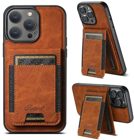 AFARER Hülle für iPhone 15 Pro Max mit Leder Wallet Ständer,Kompatibel mit Magsafe Wireless Charging,Stoßfest Magnetische Handyhülle für iPhone 15 Pro Max 6.7,Khaki