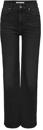 ONLY Damen Onlluna Hw Wide DNM Diabox Jeans, Black, 31W x 32L