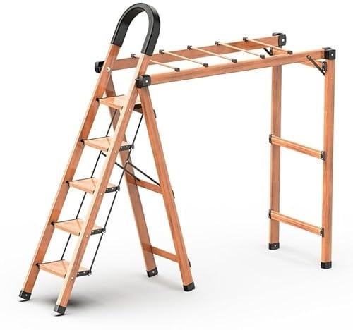 Portable Folding Ladder Ladder Household Folding Clothes Drying Rack Dual-purpose Indoor Multi-functional Telescopic Trestle Ladder Thickened Aluminum Alloy Foldable Step Ladder (Color : B-5 Step Lad