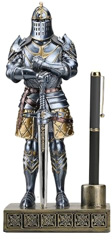 HDMbigmi King's Guard Knight Stifteständer, Statue, Büro, Stifteständer, Schreibtisch-Organizer für Herren, Top-Kollektion als Geschenk, 24 cm (blau)