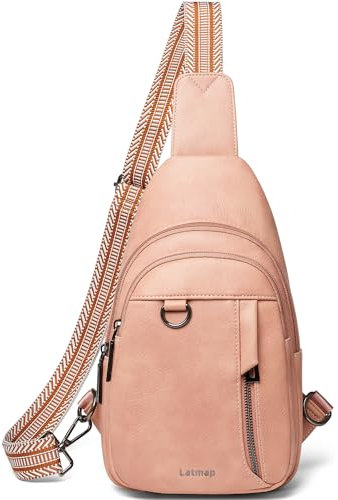 LATMAP 7L Sling Bag Damen,Brusttasche Damen Kleine Crossbody Bag PU Leder Tasche Umhängetasche Diebstahlsicher Schultertasche für Outdoor Sport,Rot