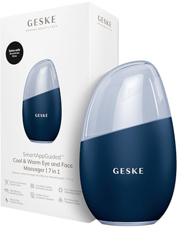 GESKE Cool & Warm Eye & Face Massager | 7 in 1 Massagegerät | SmartAppGuided™ | Massagegerät für Gesicht & Augen | Batterielose Wärme Kühltechnologie | Gegen Augenringe & Tränensäcke