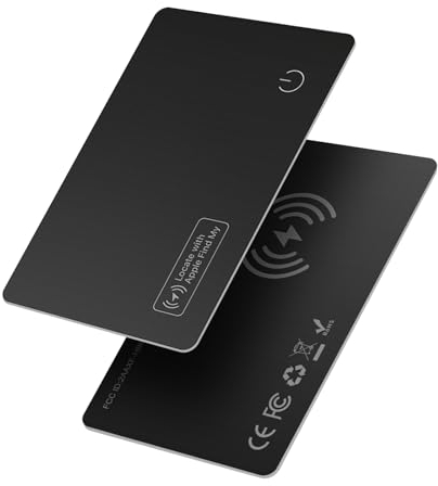 VODESON Carte de Suivi Ultra-Mince pour Portefeuille, Traqueur Rechargeable Compatible Apple Find My (nur iOS), Localisateur pour Bagages, Téléphones et Passeports. (1 pièce)