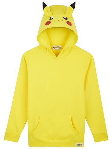 Pokémon Sweat à Capuche Garçon Ado, Pull Manga avec Poche Kangourou et Capuche, Pikachu Gengar Charizard Eevee, Cadeau Anime (7-8 Ans, Jaune Pikachu)