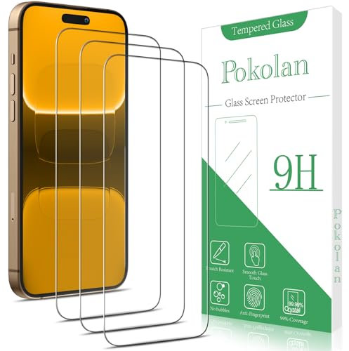 Pokolan 3 Pack Screen Protector for iPhone 16 Pro Max Tempered Glass, 9H Hardness, Case Friendly, No Bubbles, Anti-Scratch, Ultra Resistant