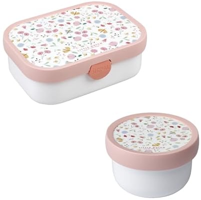 Mepal | Kinder Obst- und Bento Box | Campus meets Fruits | Spülmaschinenfest & BPA-frei | 300 & 750 ml | Mit Fächern, Gabel & Clip-Verschluss | Perfekt für Snacks & Mahlzeiten | Flowers & Butterflies