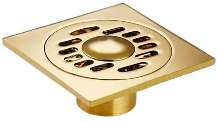 YUCHUANGYE Piletta Doccia A Pavimento Scarichi 10x10cm Quadrato Oro Ottone Vasca Doccia Scarico Colino Copertura Pavimento Balcone Griglia Scarico Bagno Scarichi Scarico Doccia A Pavimento(1)